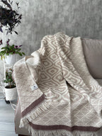 Turkish Throw Blanket – 100% Cotton, Beige-Brown