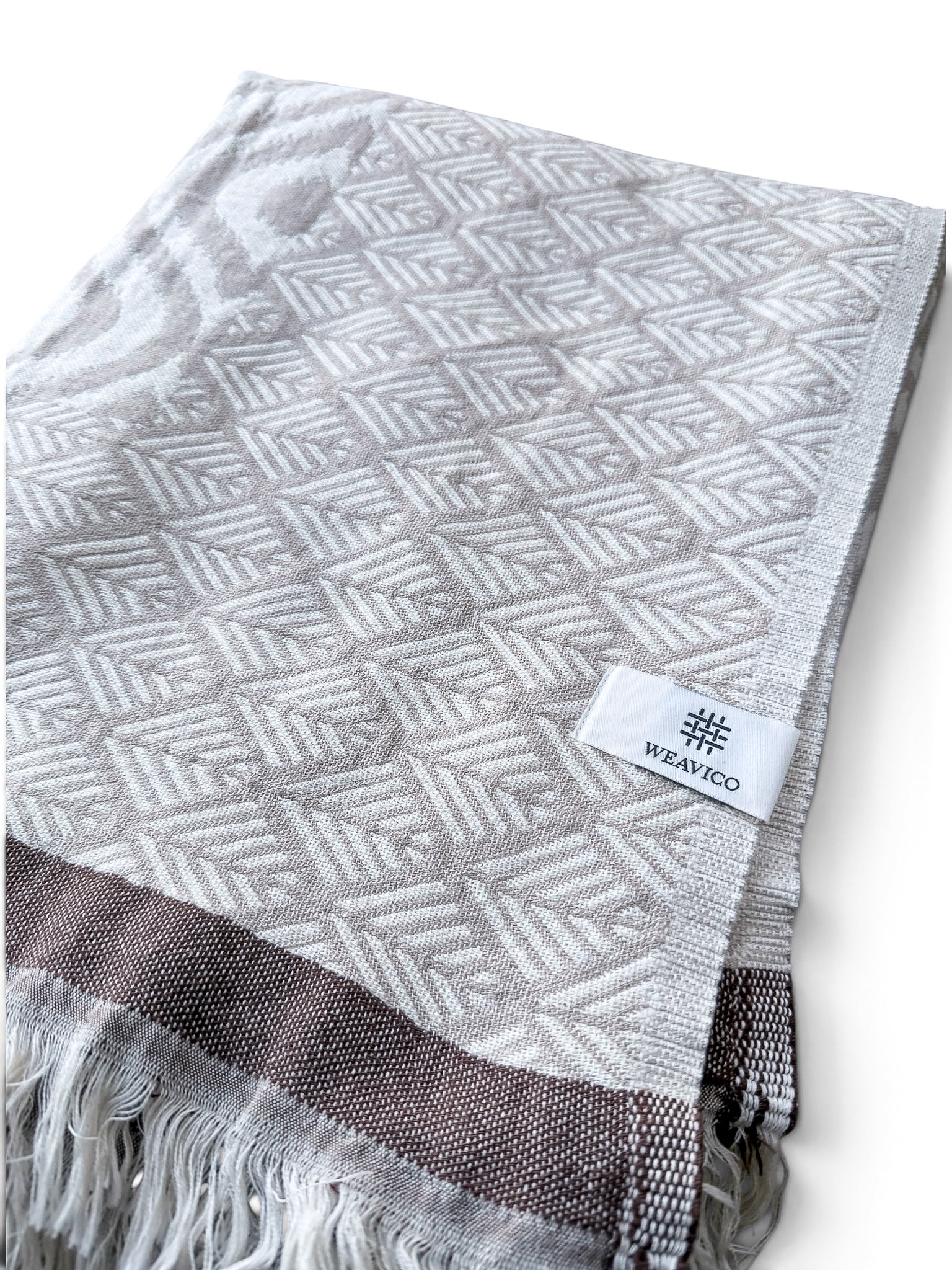 Turkish Throw Blanket – 100% Cotton, Beige-Brown