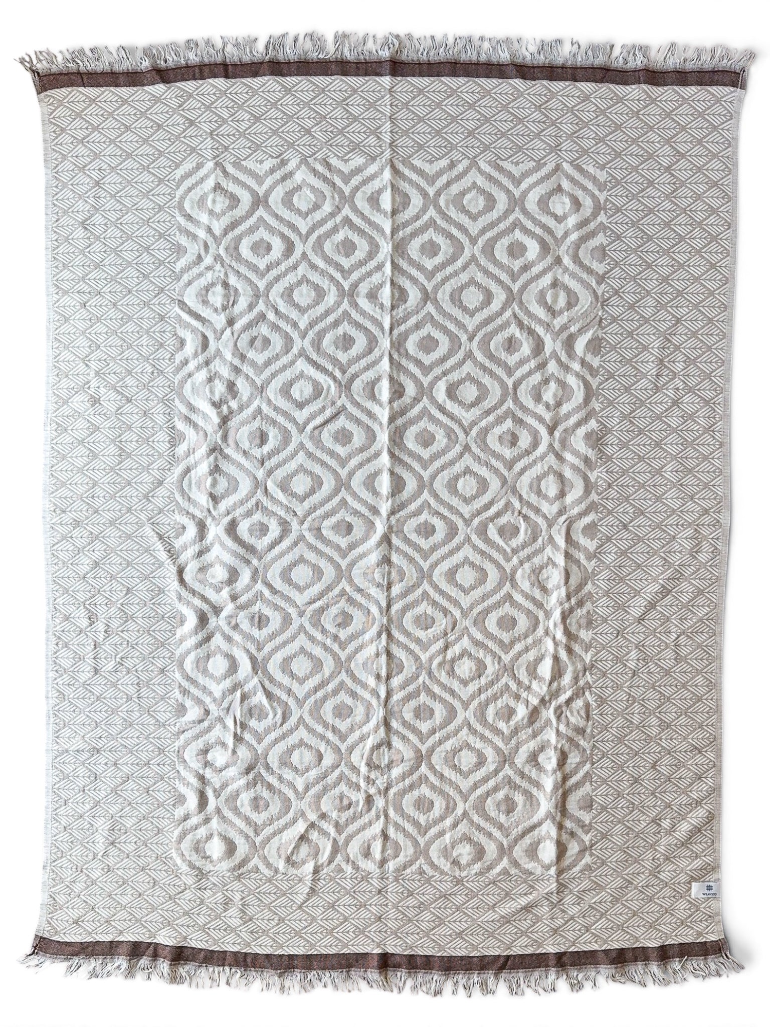 Turkish Throw Blanket – 100% Cotton, Beige-Brown