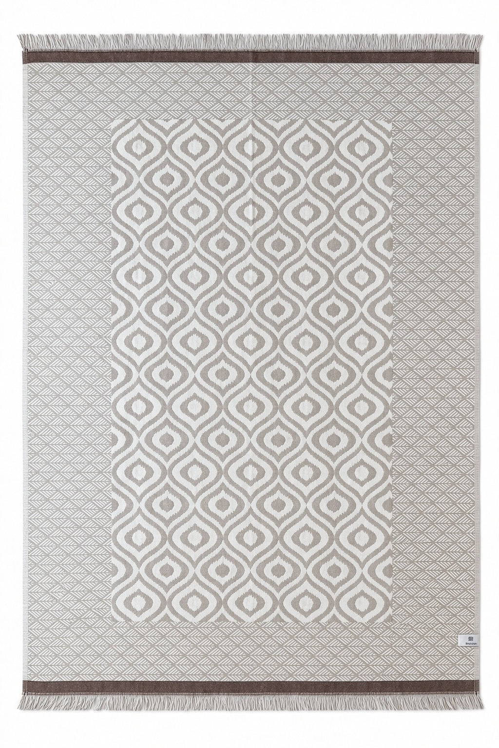 Turkish Throw Blanket – 100% Cotton, Beige-Brown