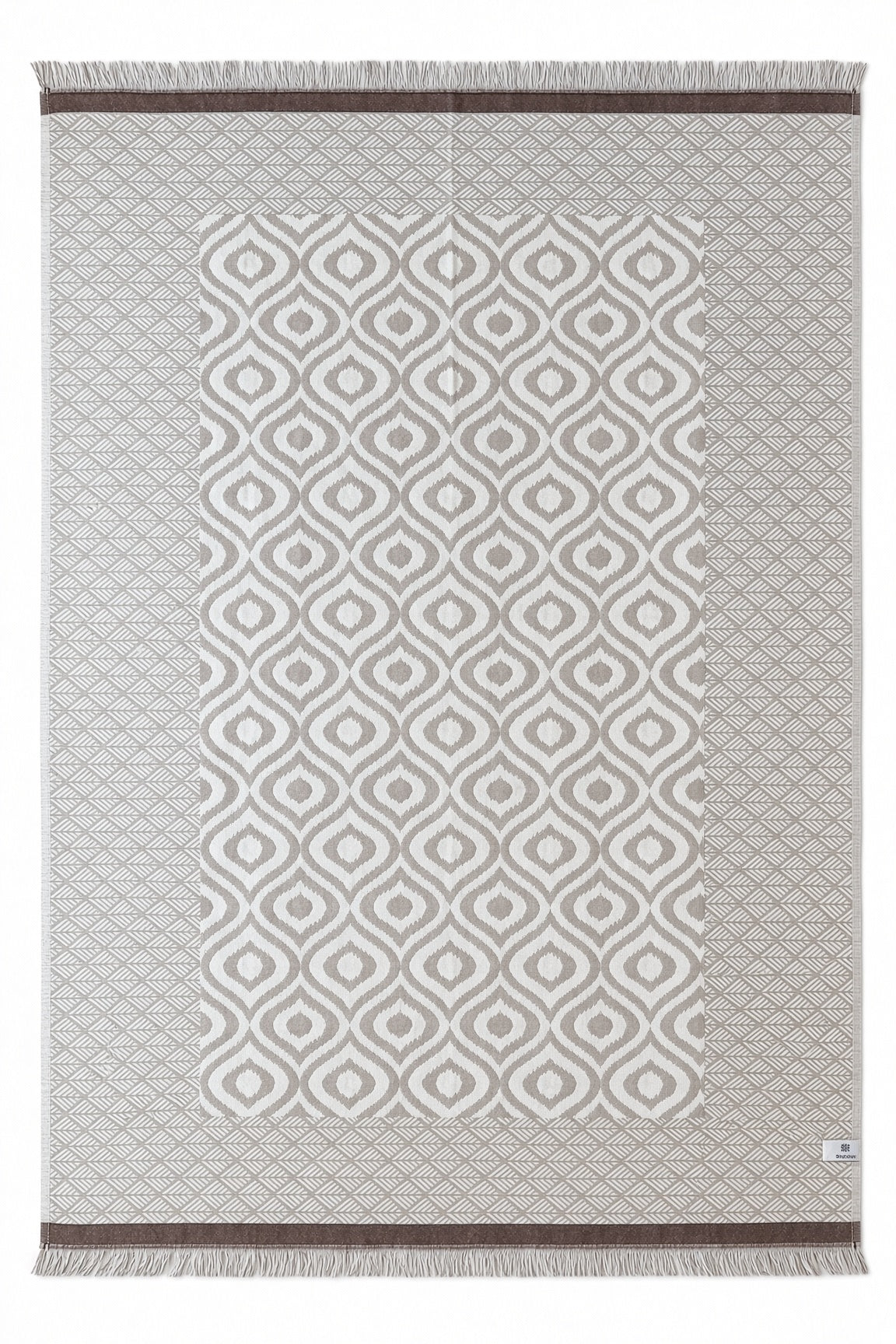 Turkish Throw Blanket – 100% Cotton, Beige-Brown