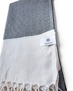 Diamond Turkish Beach Towel with End Border – 100% Cotton, Black