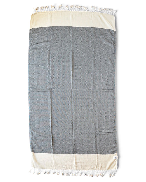 Diamond Turkish Beach Towel with End Border – 100% Cotton, Black