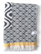 Turkish Throw Blanket – 100% Cotton, Black-Mustard