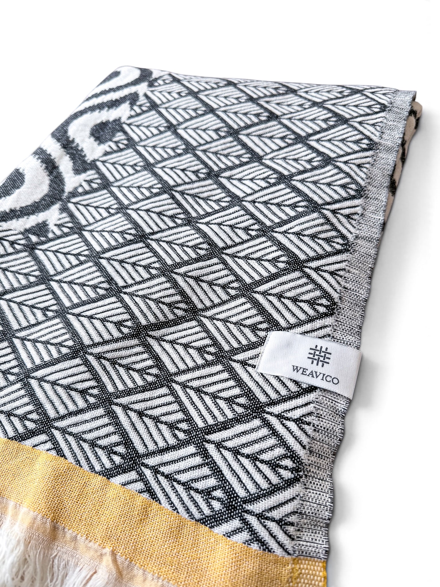Turkish Throw Blanket – 100% Cotton, Black-Mustard