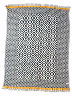Turkish Throw Blanket – 100% Cotton, Black-Mustard