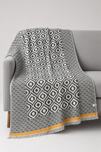 Turkish Throw Blanket – 100% Cotton, Black-Mustard