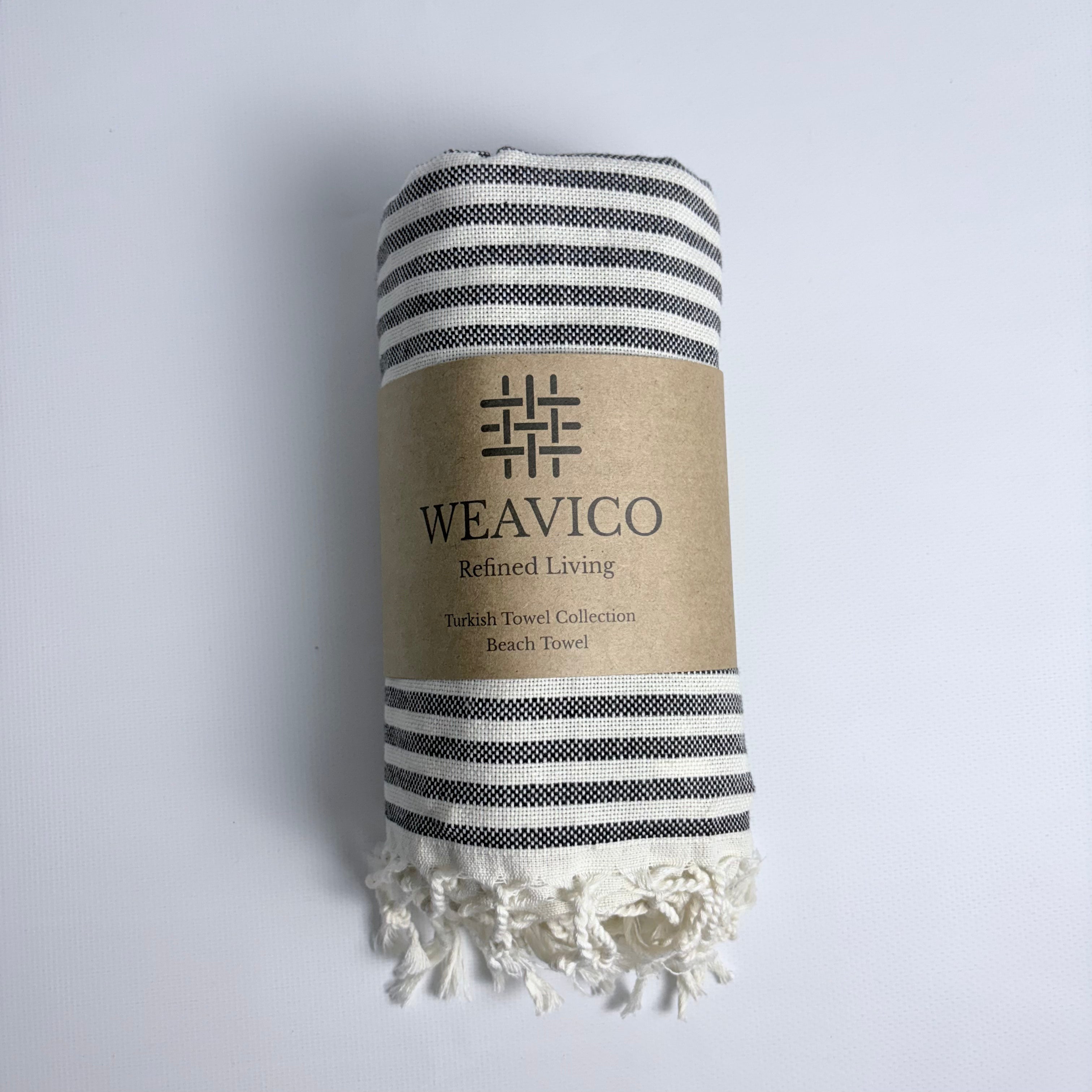 Stripe Turkish Towel – 100% Cotton, Black