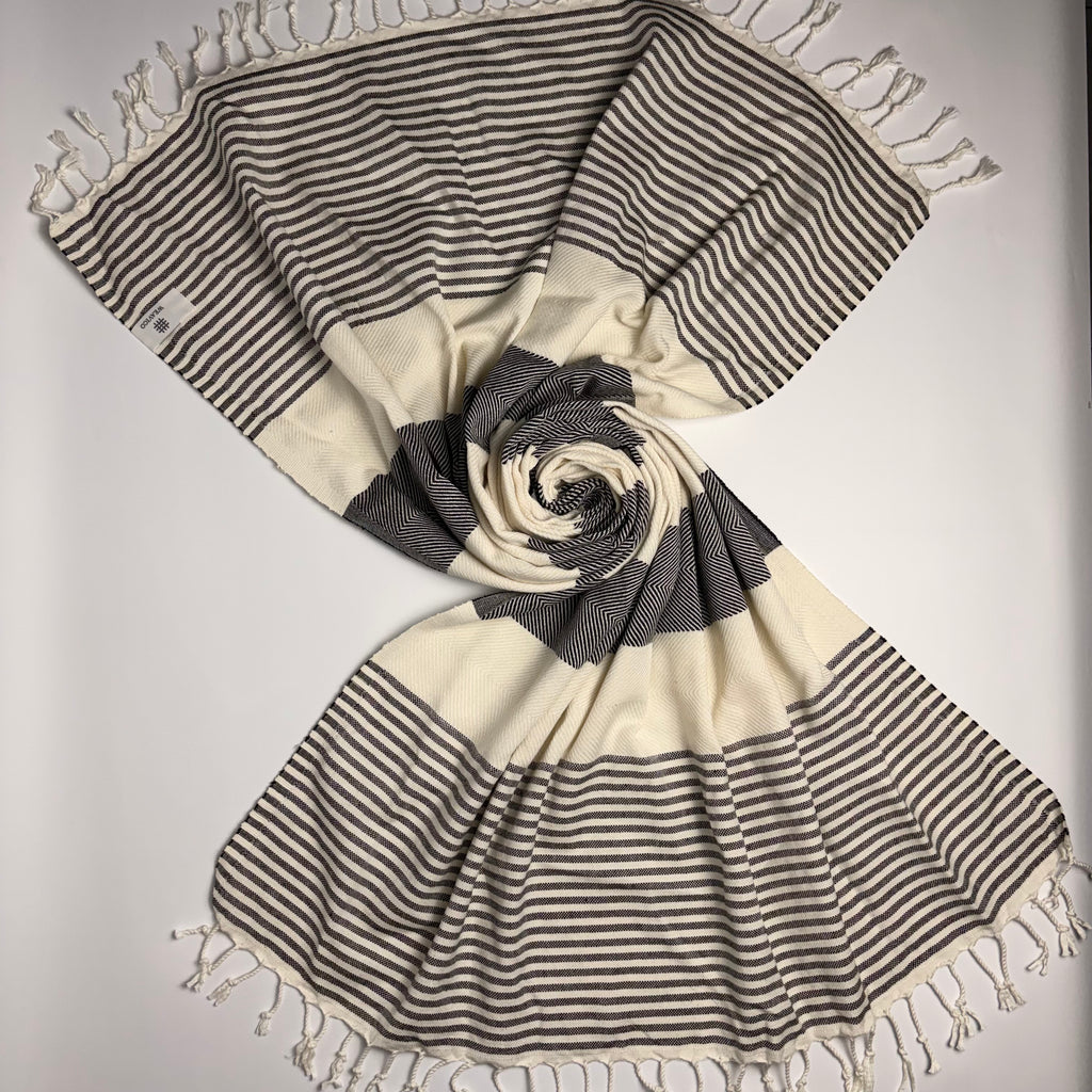 Stripe Turkish Towel – 100% Cotton, Black
