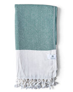 Diamond Turkish Beach Towel with End Border – 100% Cotton, Dark Green
