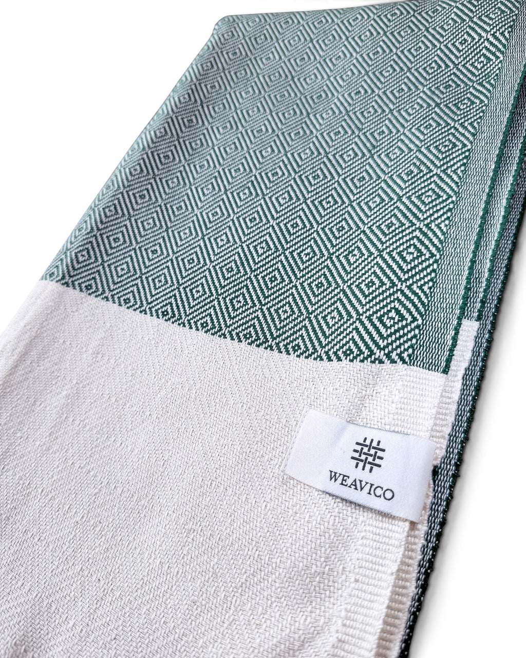 Diamond Turkish Beach Towel with End Border – 100% Cotton, Dark Green