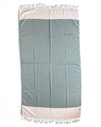 Diamond Turkish Beach Towel with End Border – 100% Cotton, Dark Green