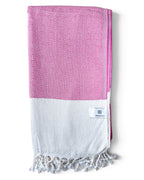 Diamond Turkish Beach Towel with End Border – 100% Cotton, Fuchsia