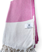 Diamond Turkish Beach Towel with End Border – 100% Cotton, Fuchsia