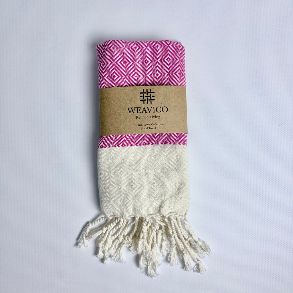 4-Piece Diamond Turkish Towel Set – 100% Cotton, Fuchsia