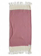 Diamond Turkish Hand Towel with End Border – 100% Cotton, Fuchsia