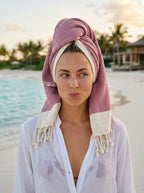 Diamond Turkish Hand Towel with End Border – 100% Cotton, Fuchsia