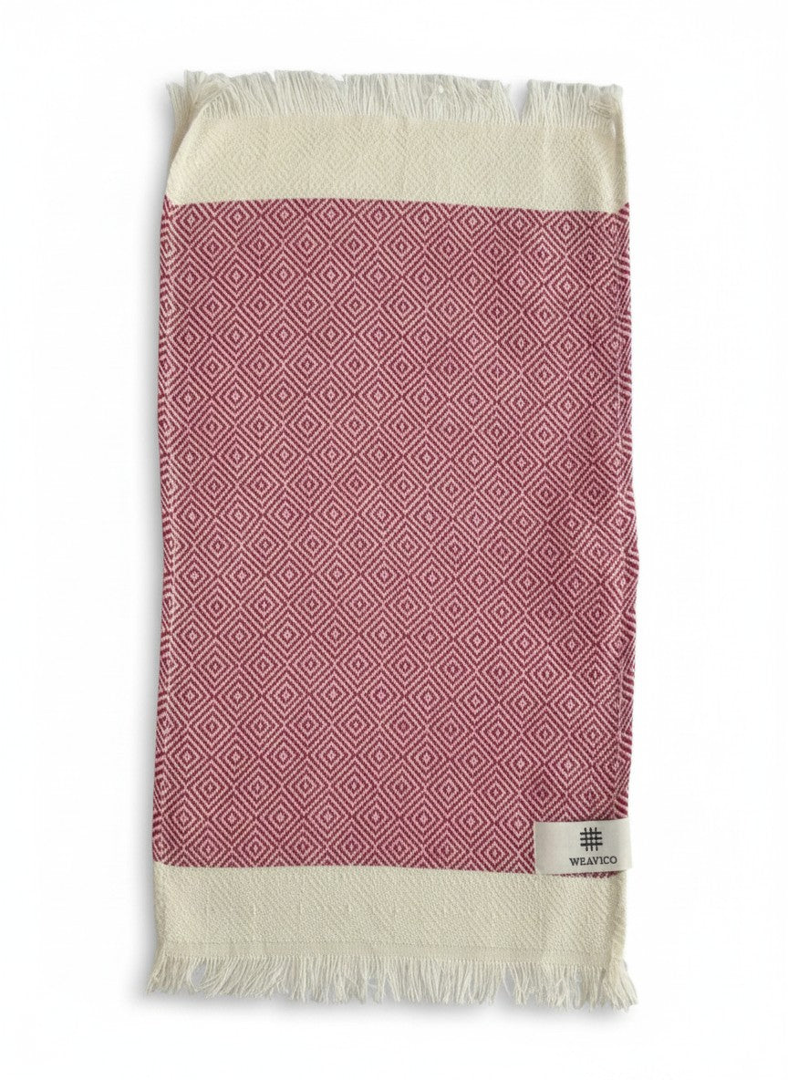 Diamond Turkish Tea Towel with End Border – 100% Cotton, Fuchsia