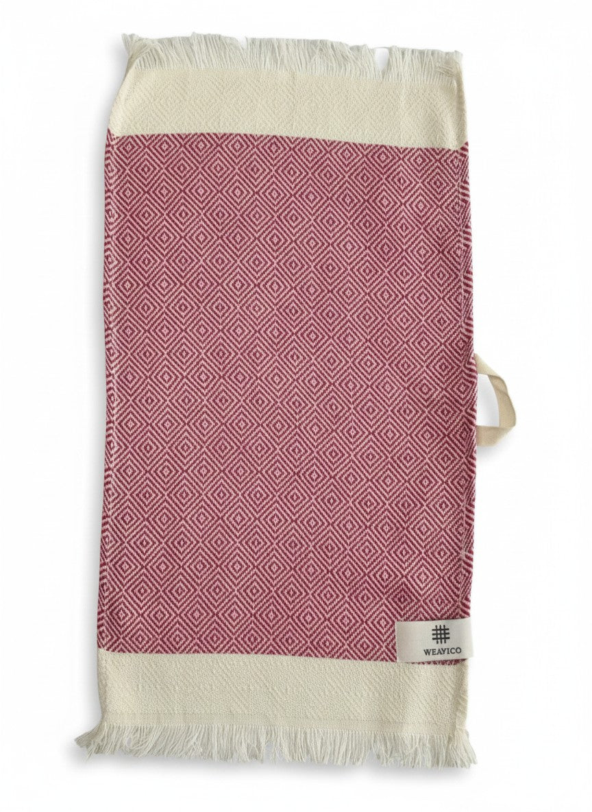 Diamond Turkish Tea Towel with End Border – 100% Cotton, Fuchsia