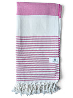 Stripe Turkish Beach Towel – 100% Cotton, Fuchsia