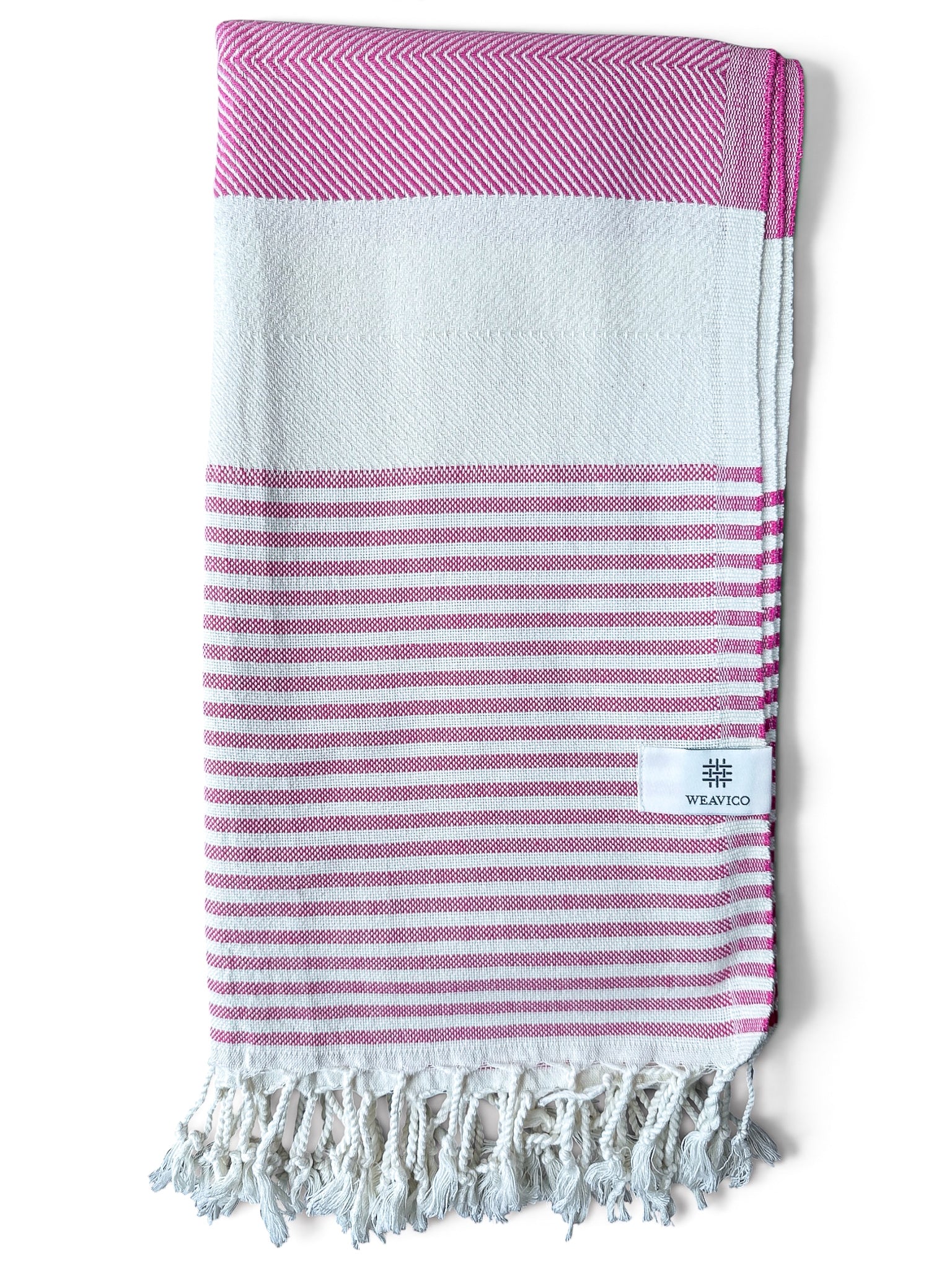 Stripe Turkish Beach Towel – 100% Cotton, Fuchsia