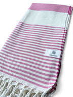 Stripe Turkish Beach Towel – 100% Cotton, Fuchsia