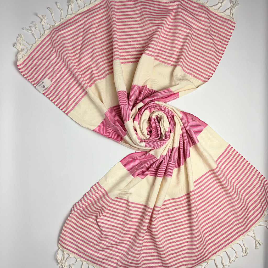 Stripe Turkish Towel – 100% Cotton, Fuchsia