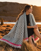 Turkish Throw Blanket – 100% Cotton, Green-Red