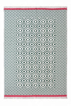 Turkish Throw Blanket – 100% Cotton, Green-Red