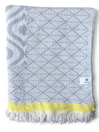 Turkish Throw Blanket – 100% Cotton, Grey-Yellow