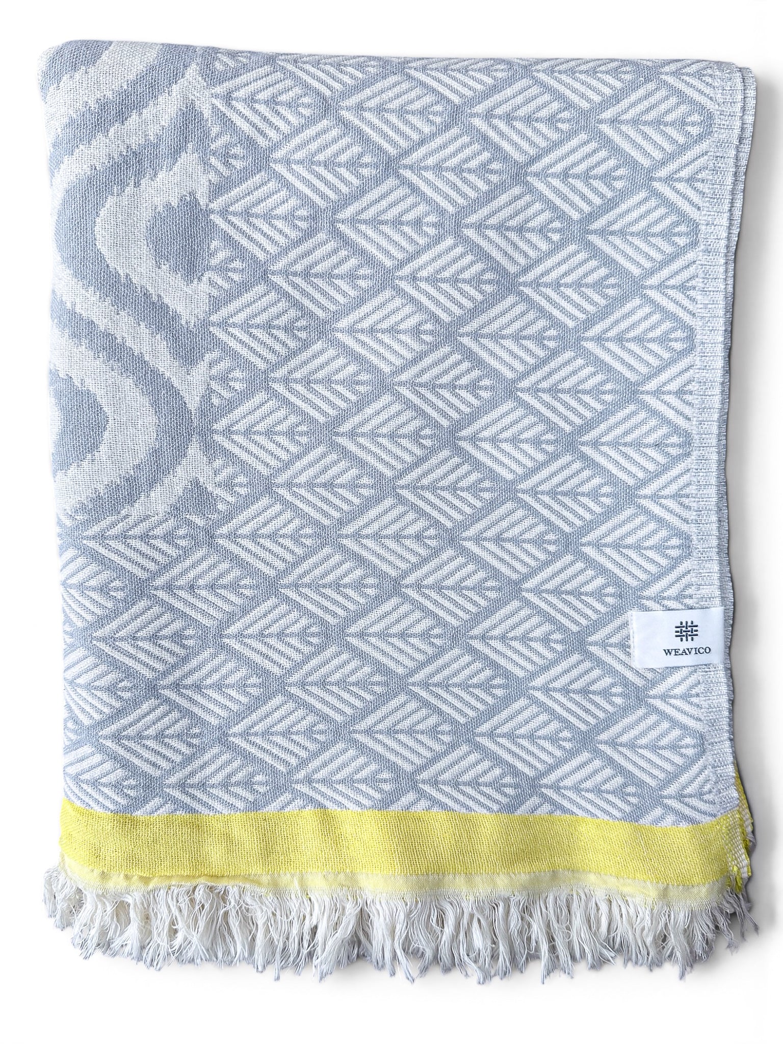 Turkish Throw Blanket – 100% Cotton, Grey-Yellow