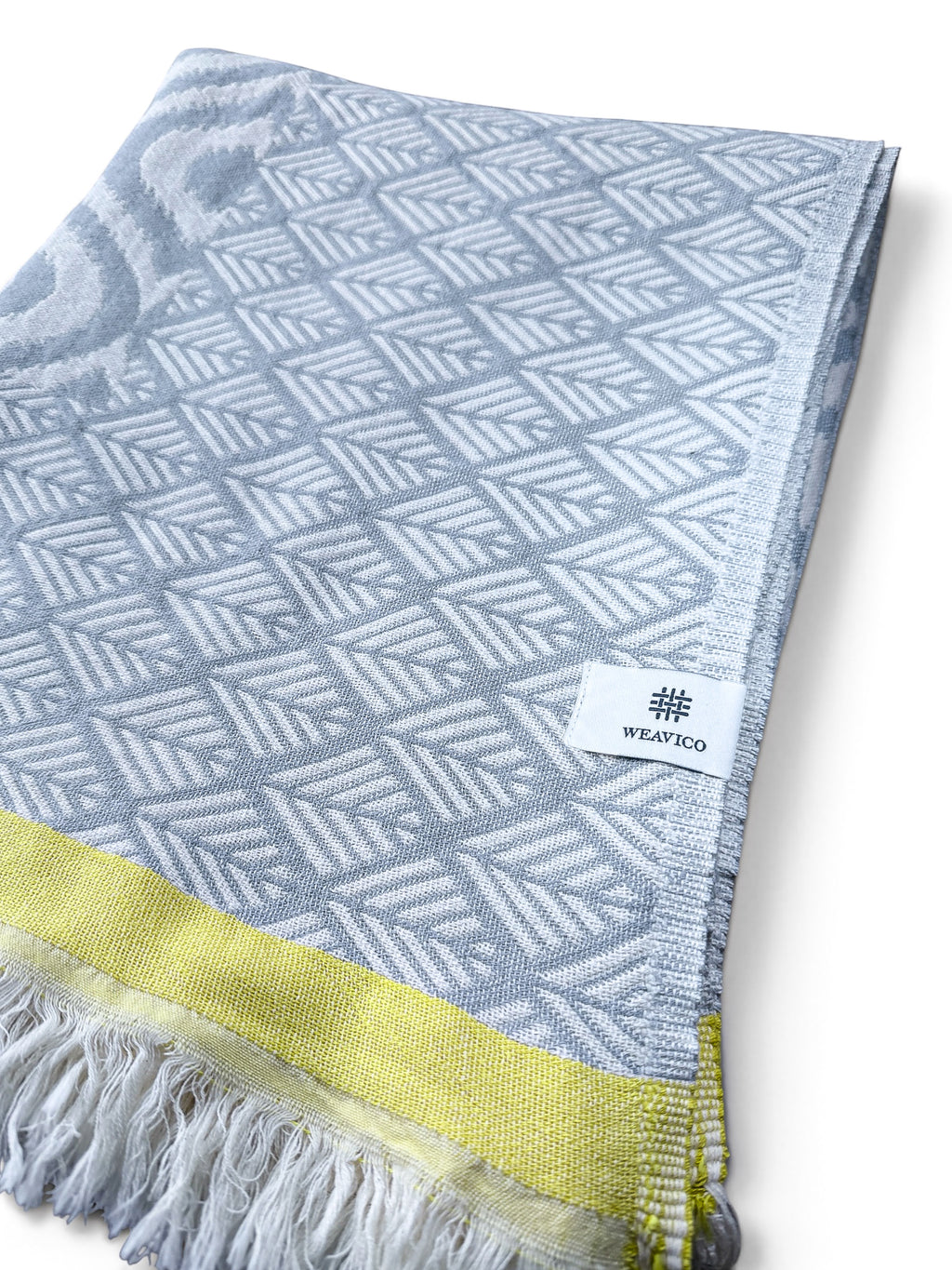 Turkish Throw Blanket – 100% Cotton, Grey-Yellow