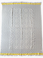 Turkish Throw Blanket – 100% Cotton, Grey-Yellow