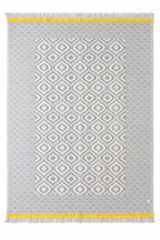 Turkish Throw Blanket – 100% Cotton, Grey-Yellow