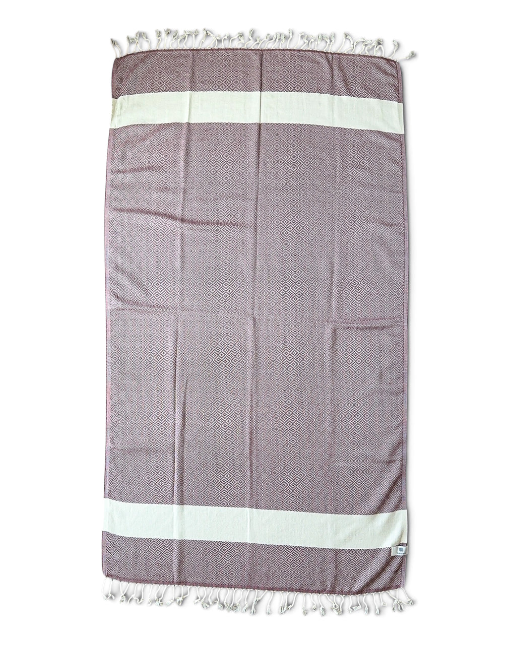 Diamond Turkish Beach Towel with Mid Border – 100% Cotton, Maroon