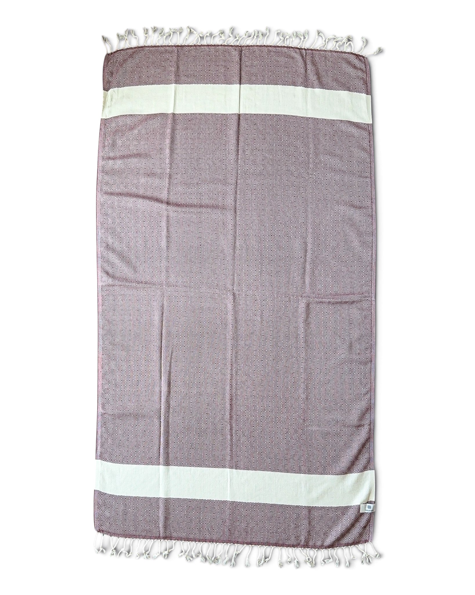 Diamond Turkish Beach Towel with Mid Border – 100% Cotton, Maroon