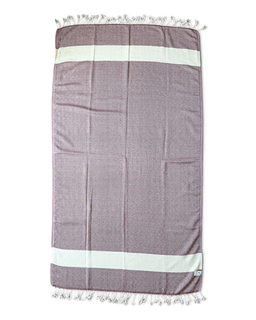 Diamond Turkish Beach Towel with Mid Border – 100% Cotton, Maroon