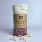 Maroon Color and Diamond Pattern Turkish Towel with stylish mid-border design