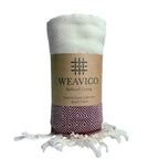 Diamond Turkish Beach Towel with Mid Border – 100% Cotton, Maroon
