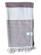 Stripe Turkish Beach Towel – 100% Cotton, Maroon