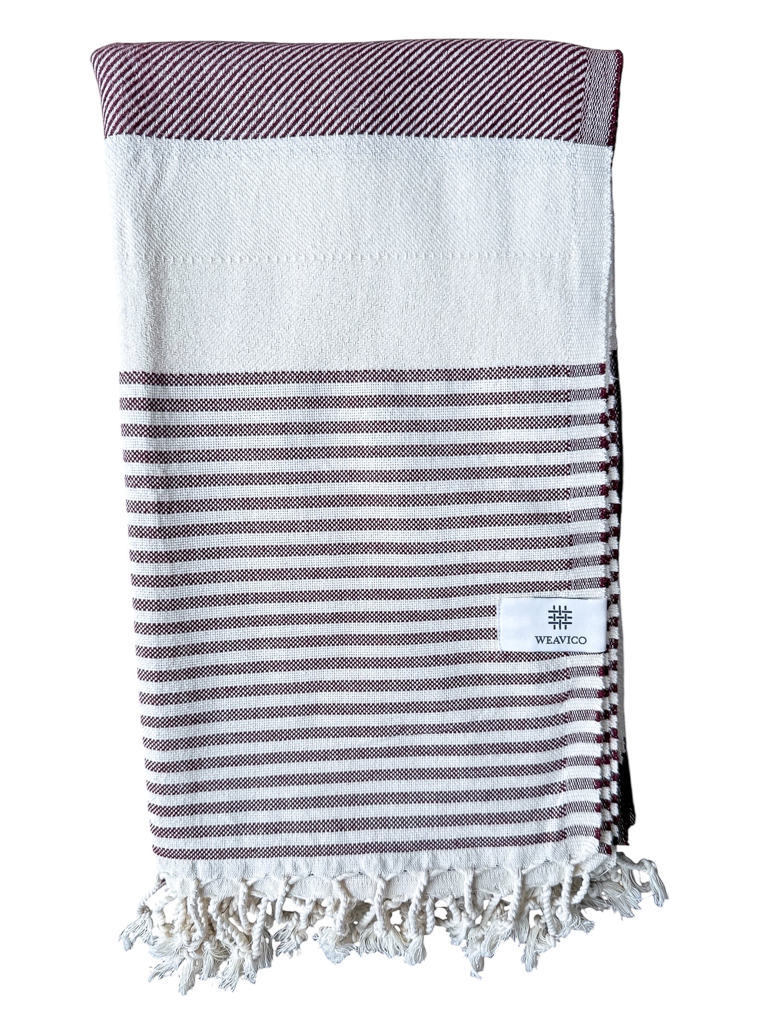 Stripe Turkish Beach Towel – 100% Cotton, Maroon