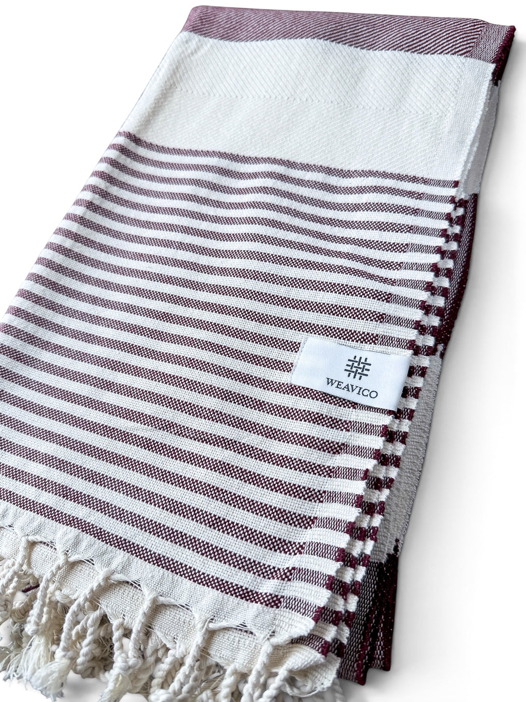 Stripe Turkish Beach Towel – 100% Cotton, Maroon