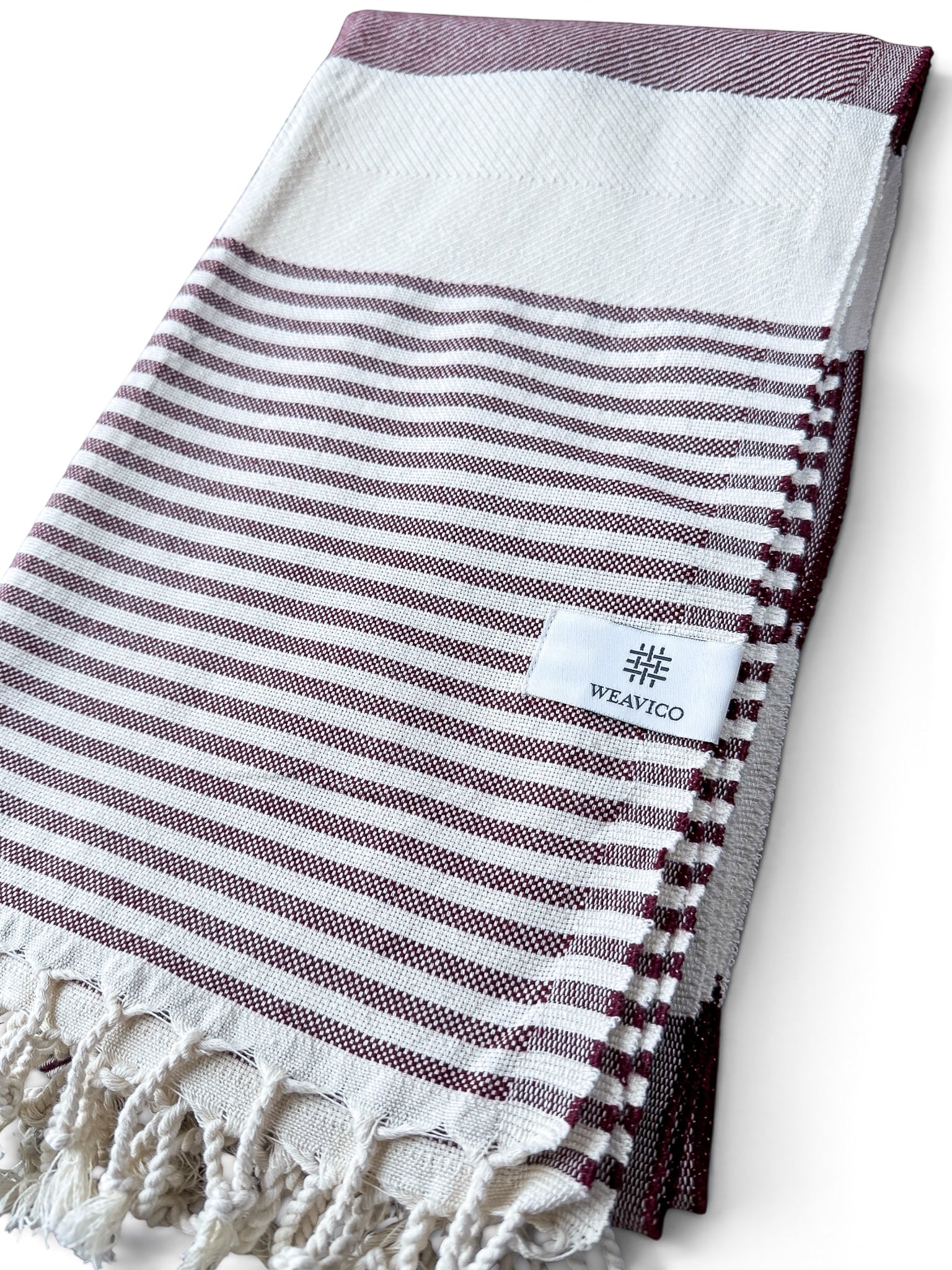 Stripe Turkish Beach Towel – 100% Cotton, Maroon