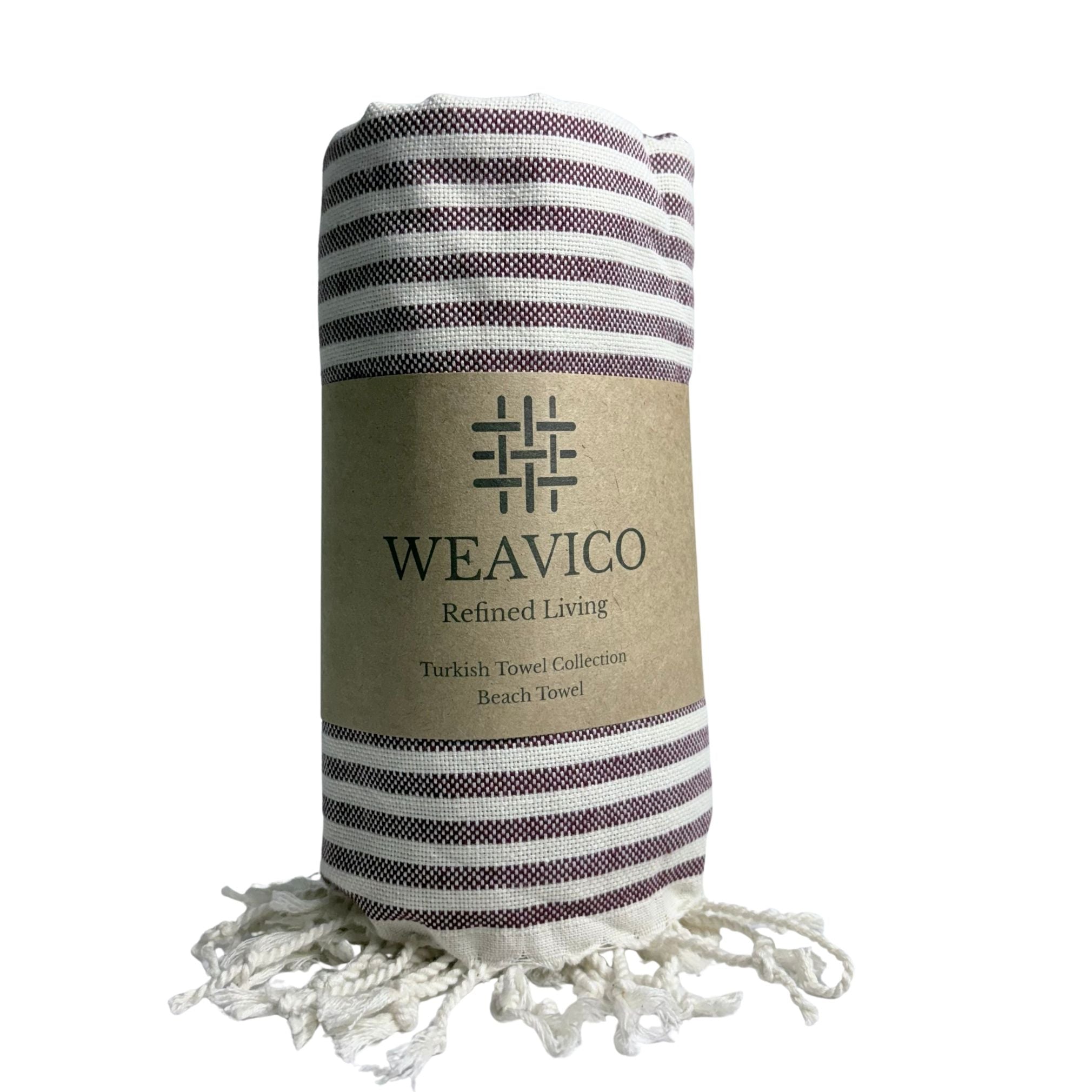 Stripe Turkish Beach Towel – 100% Cotton, Maroon