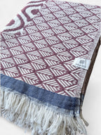 Turkish Throw Blanket – 100% Cotton, Maroon-Navy