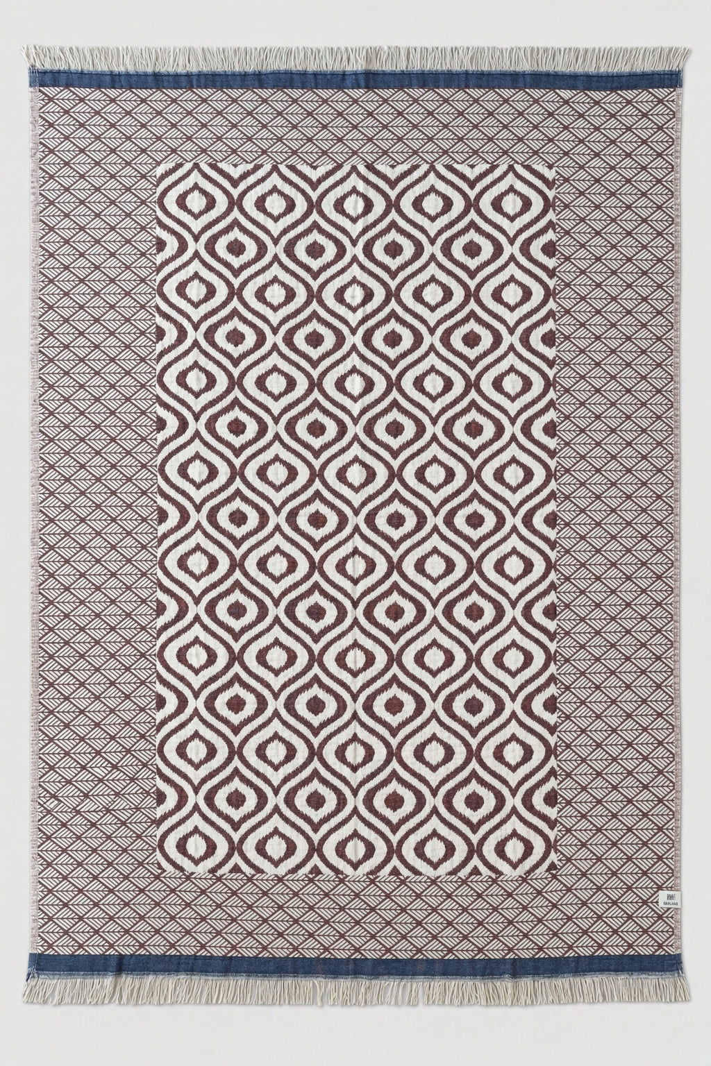 Turkish Throw Blanket – 100% Cotton, Maroon-Navy