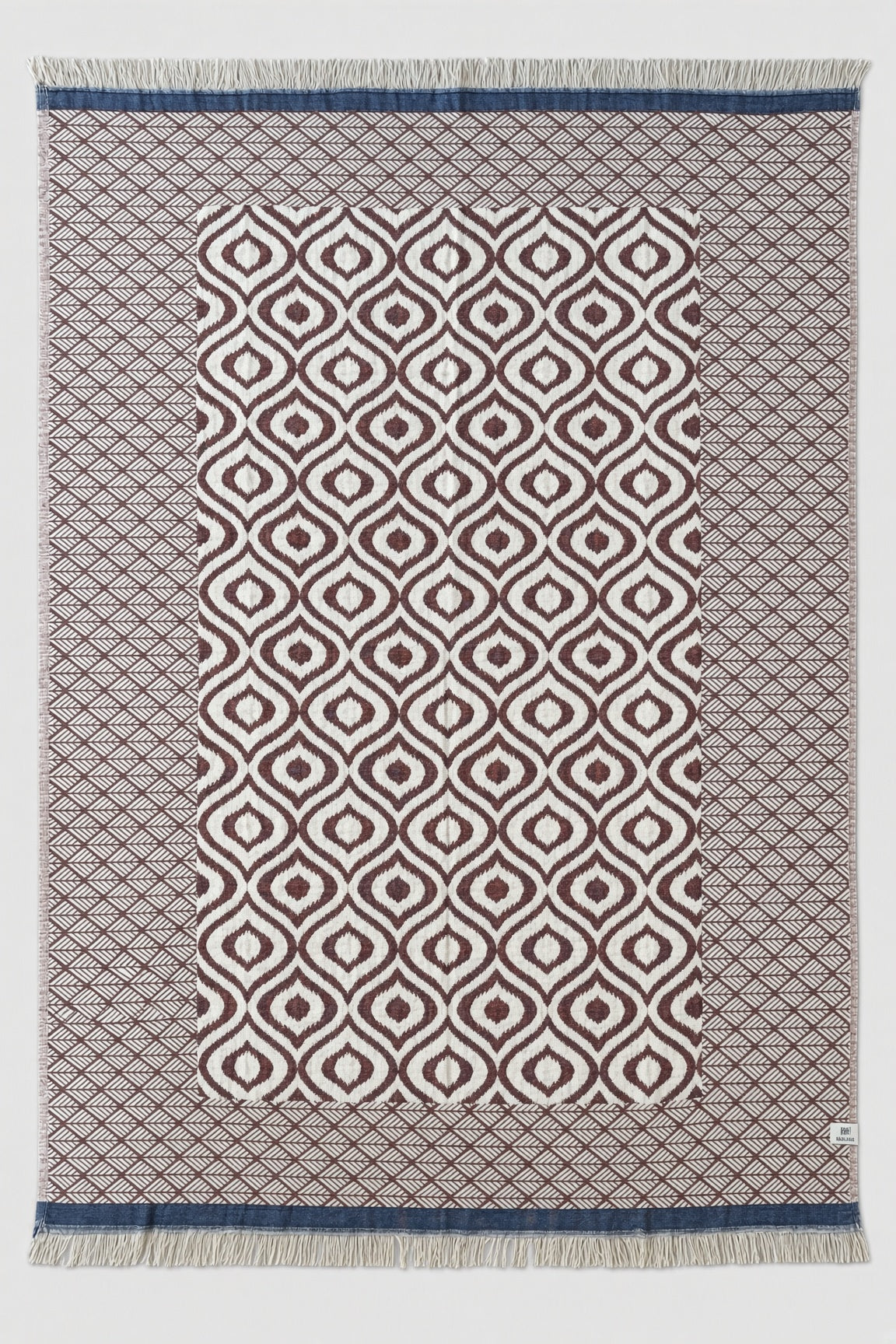 Turkish Throw Blanket – 100% Cotton, Maroon-Navy