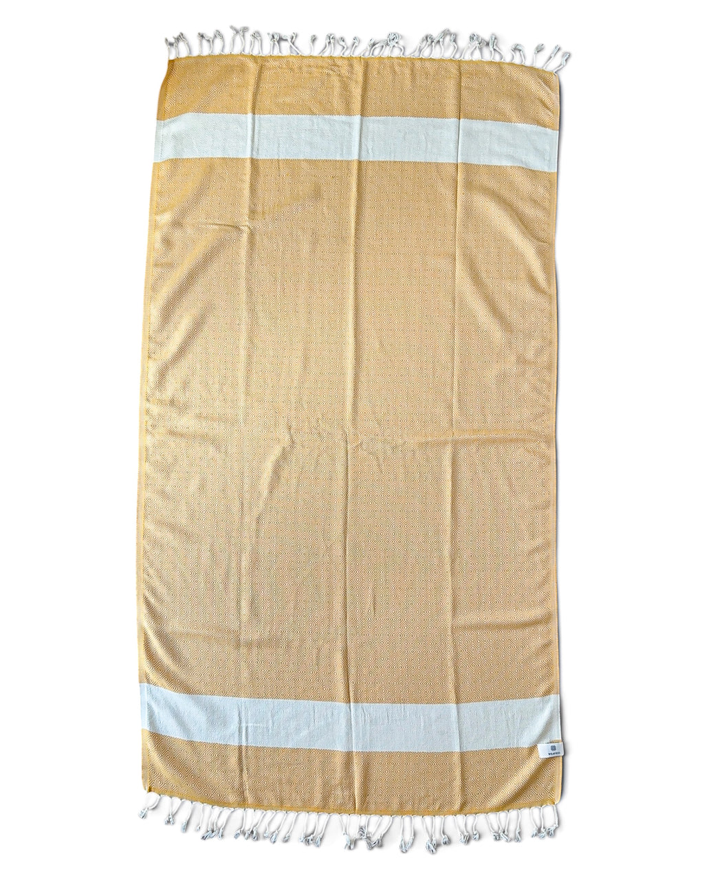 Diamond Turkish Beach Towel with Mid Border – 100% Cotton, Mustard