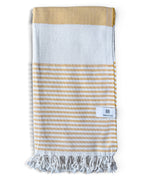 Stripe Turkish Beach Towel – 100% Cotton, Mustard