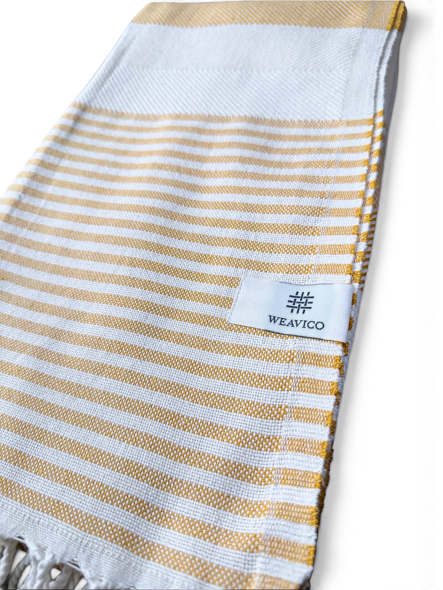 Stripe Turkish Beach Towel – 100% Cotton, Mustard